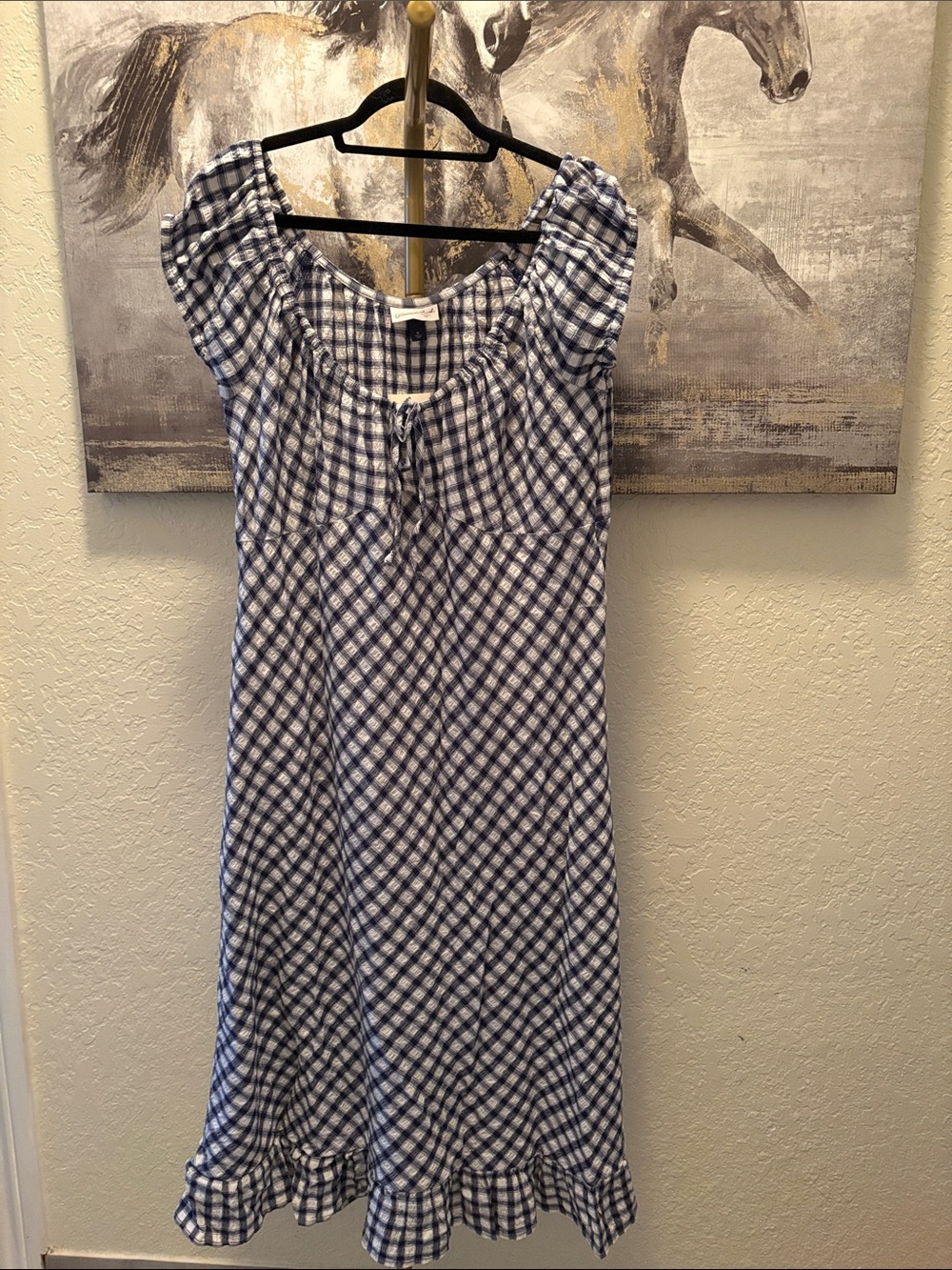 Universal Thread Blue and White Gingham Midi Dress - Picture 1 of 4